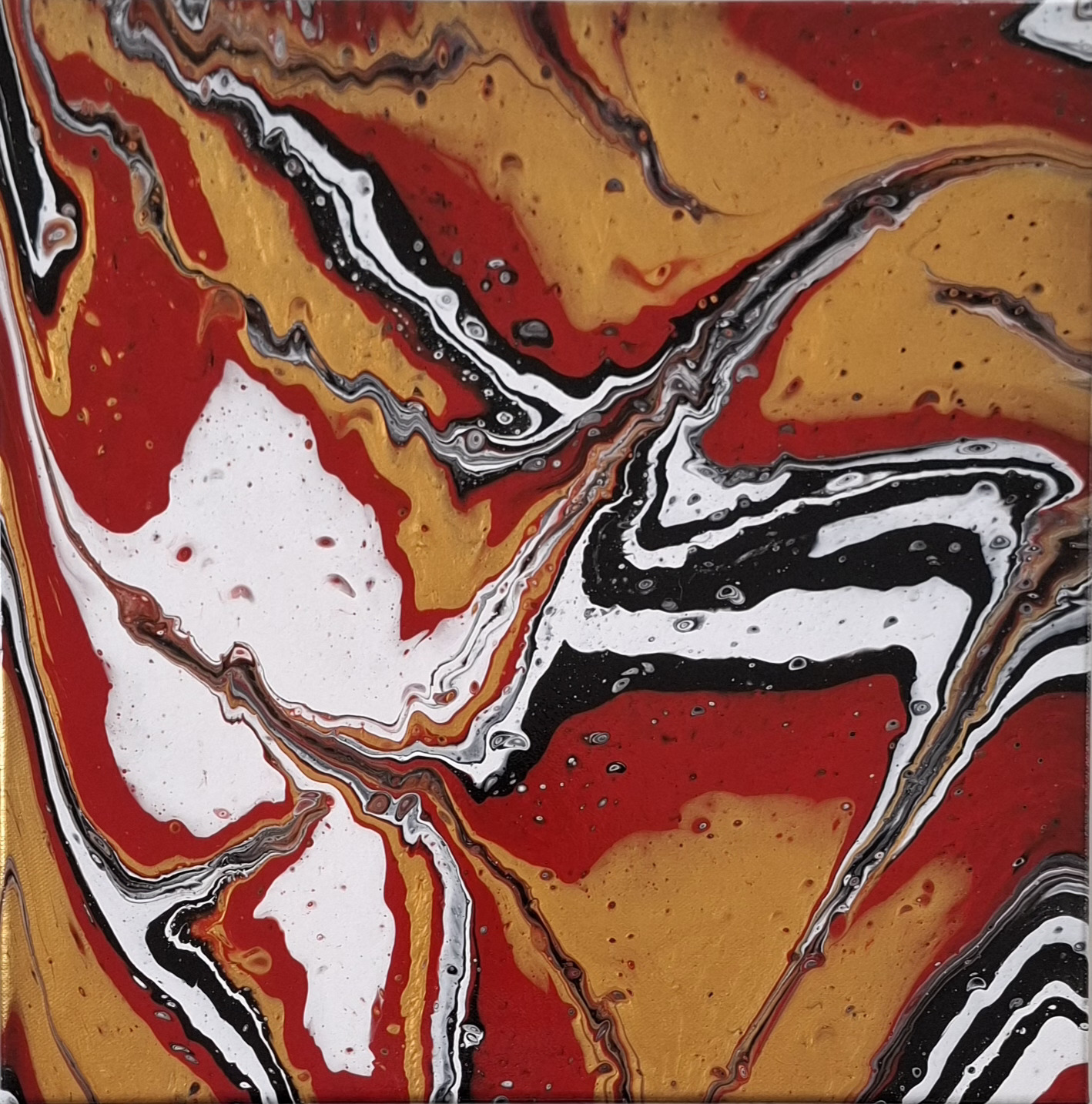 Toile abstraite Fusion ardente aux teintes incandescentes